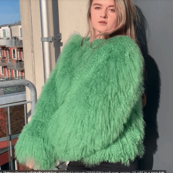 GREEN Mongolian LAMB Oversized Coat - Picture 8 of 8